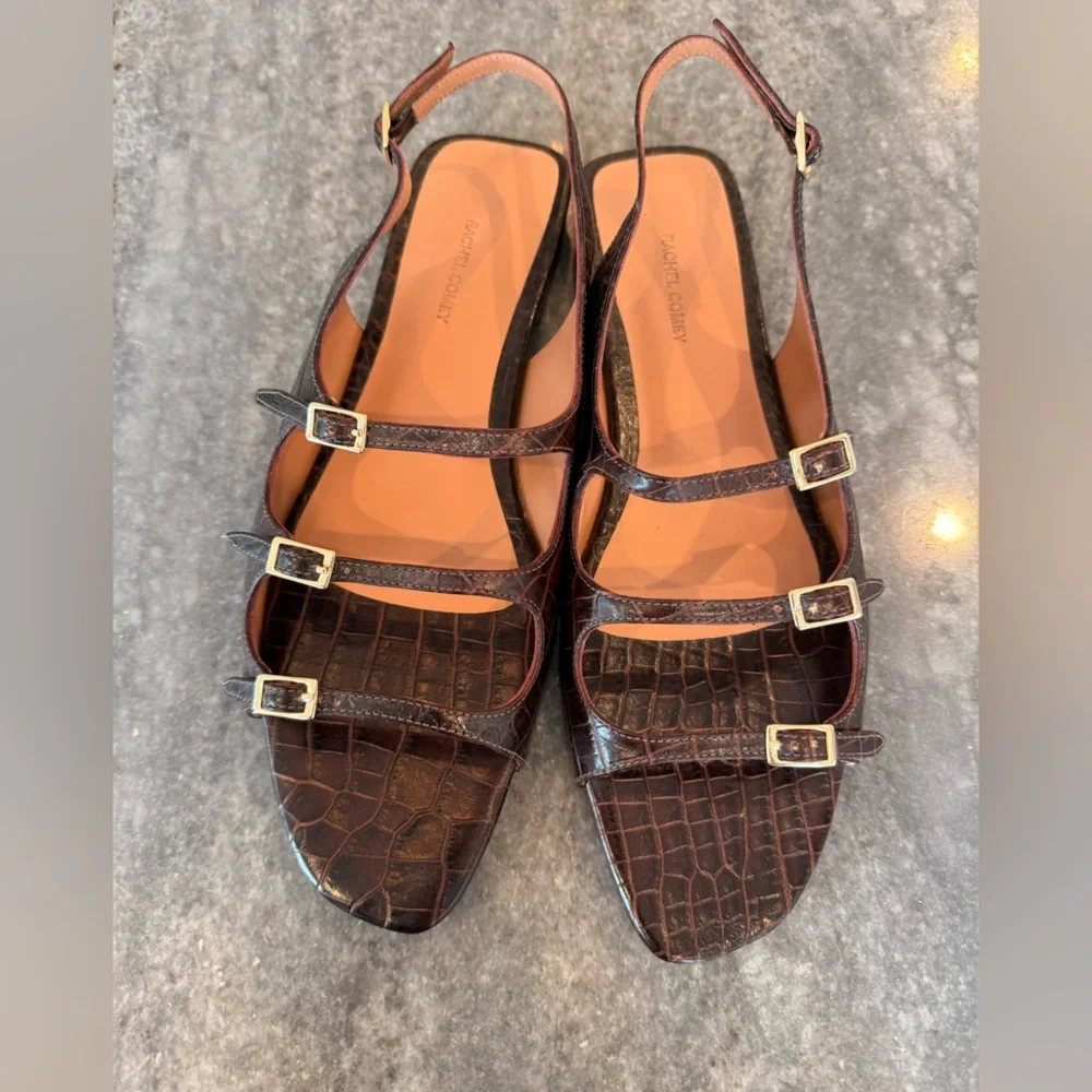 Rachel Comey | Womens Brown Croc-Embossed Slingback Sandals - Never Worn - Picture 6 of 8